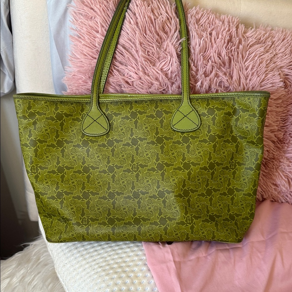 Celine Olive Green Patterned Shoulder Bag